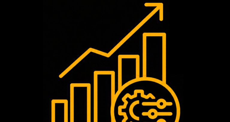 Yellow upward trend line indicating growth or increase in data.