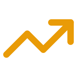 Yellow upward trend line indicating growth or increase in data.